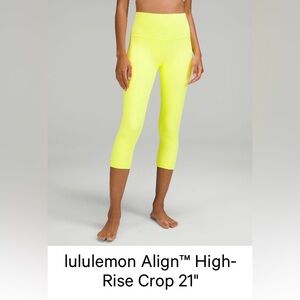 Lululemon Athletica Neon Yellow Capris - Size 6